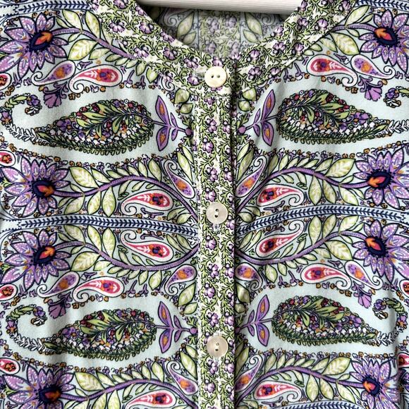 J. Jill Tunic Size XS Button Front Mini Dress Blue Paisley Longline Shirt Tank - Picture 5 of 8